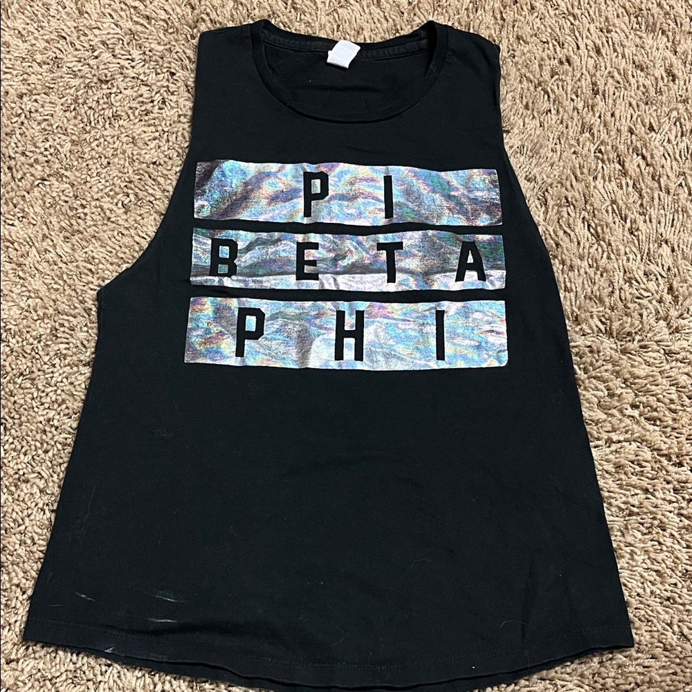 Pi Beta Phi sorority black tank top, size small